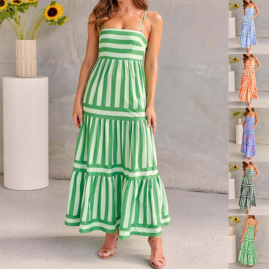 Robe Longue d’Été à Rayures – Élégance Naturelle & Séduction Décontractée