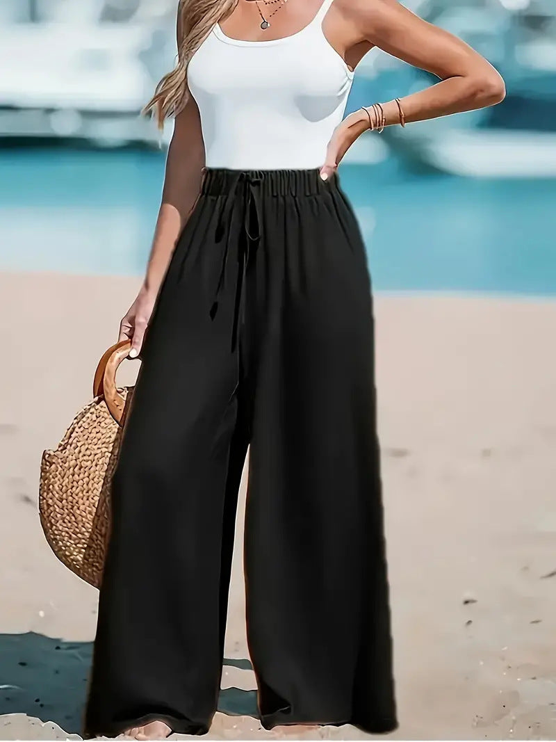 large décontracté pour femme avec faux cordon de serrage, coupe ample et tendance