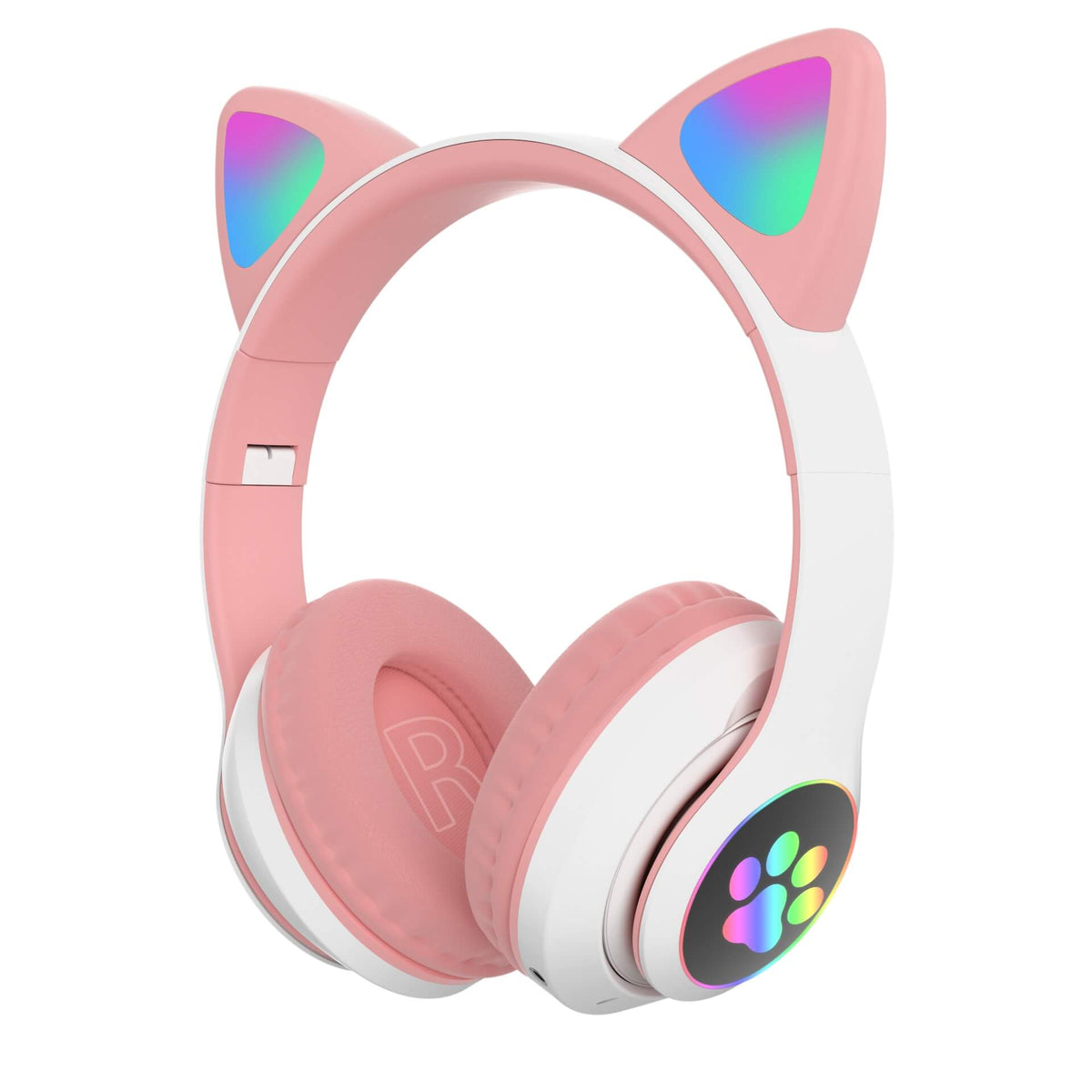 Luminous Cat Ear Headphones — Foldable Design, Fuzzy Earcups