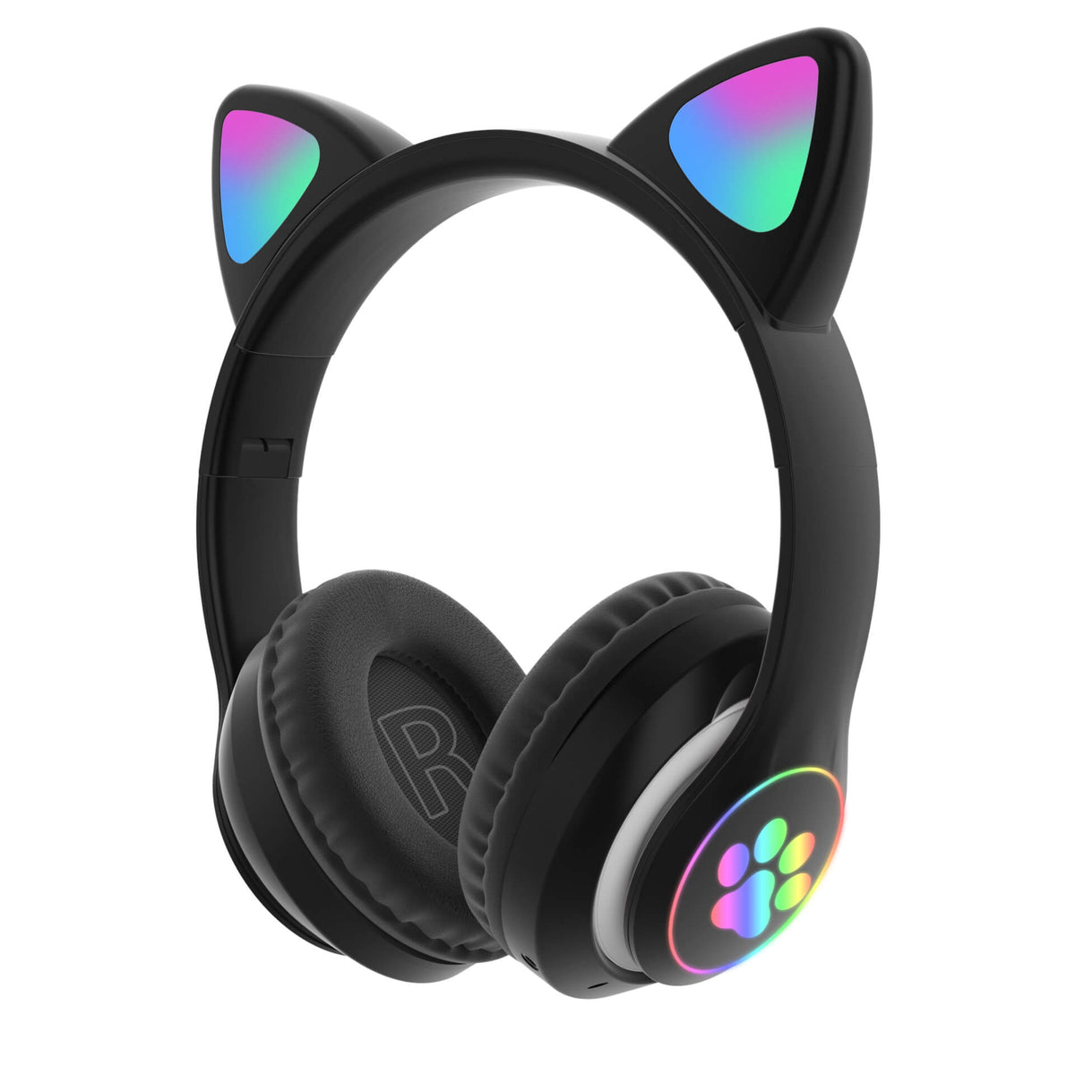 Luminous Cat Ear Headphones — Foldable Design, Fuzzy Earcups