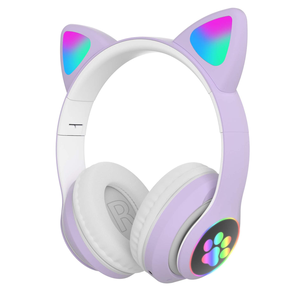 Luminous Cat Ear Headphones — Foldable Design, Fuzzy Earcups