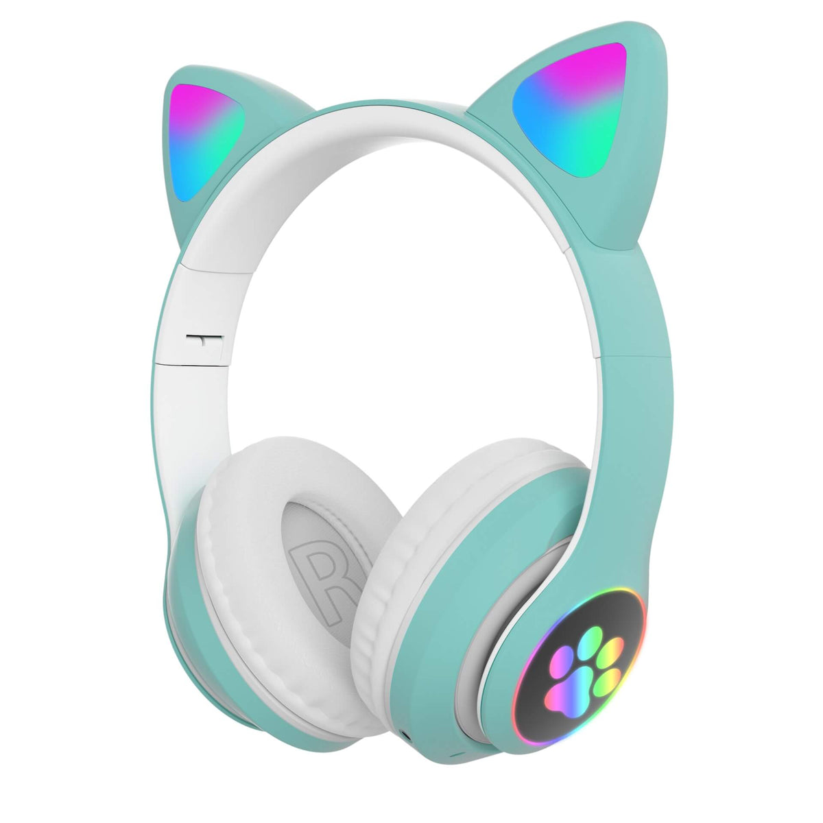 Luminous Cat Ear Headphones — Foldable Design, Fuzzy Earcups