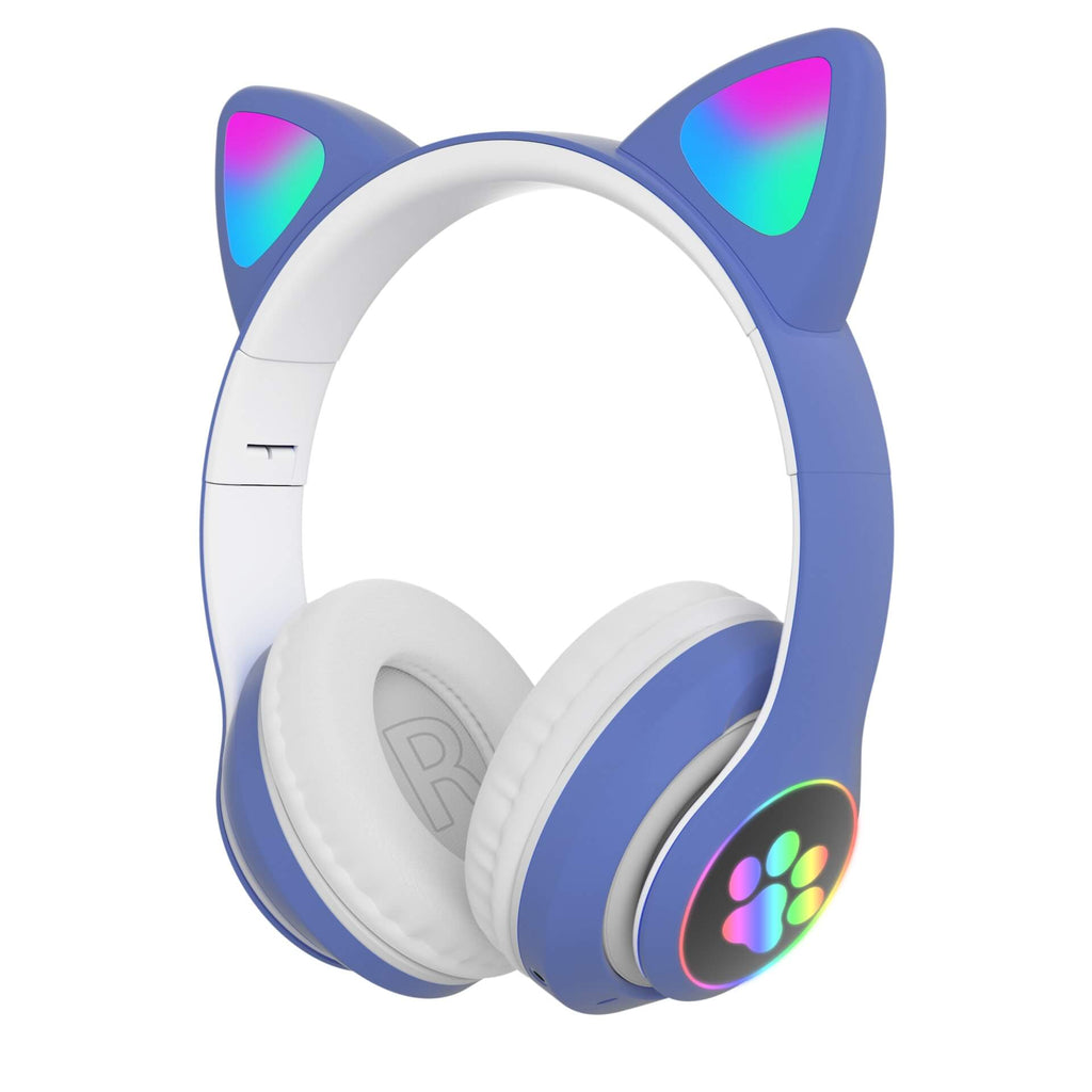 Luminous Cat Ear Headphones — Foldable Design, Fuzzy Earcups