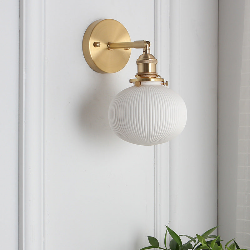 1-Light Brass and Lucite Sconce — Japanese Retro Minimalist Cylinder and Oval Design