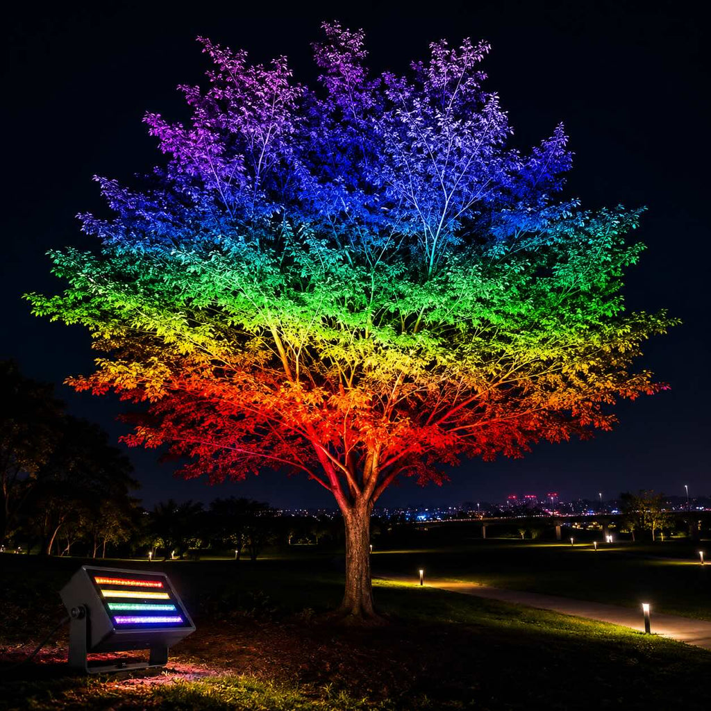 Modern Outdoor Wall-Mounted Aluminum Flood Light — Waterproof RGB LED, 48W / 72W