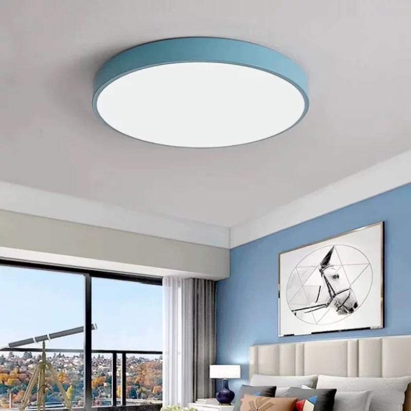 Moderne ronde led-plafondlamp - zachte roze en grijze tinten