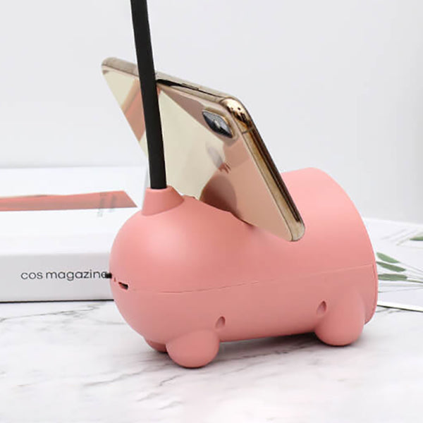 مصباح مكتب LED يعمل باللمس - حامل أقلام، وظيفة شحن USB، بتصميم أرنب