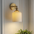 1-Light Brass and Lucite Sconce — Japanese Retro Minimalist Cylinder and Oval Design