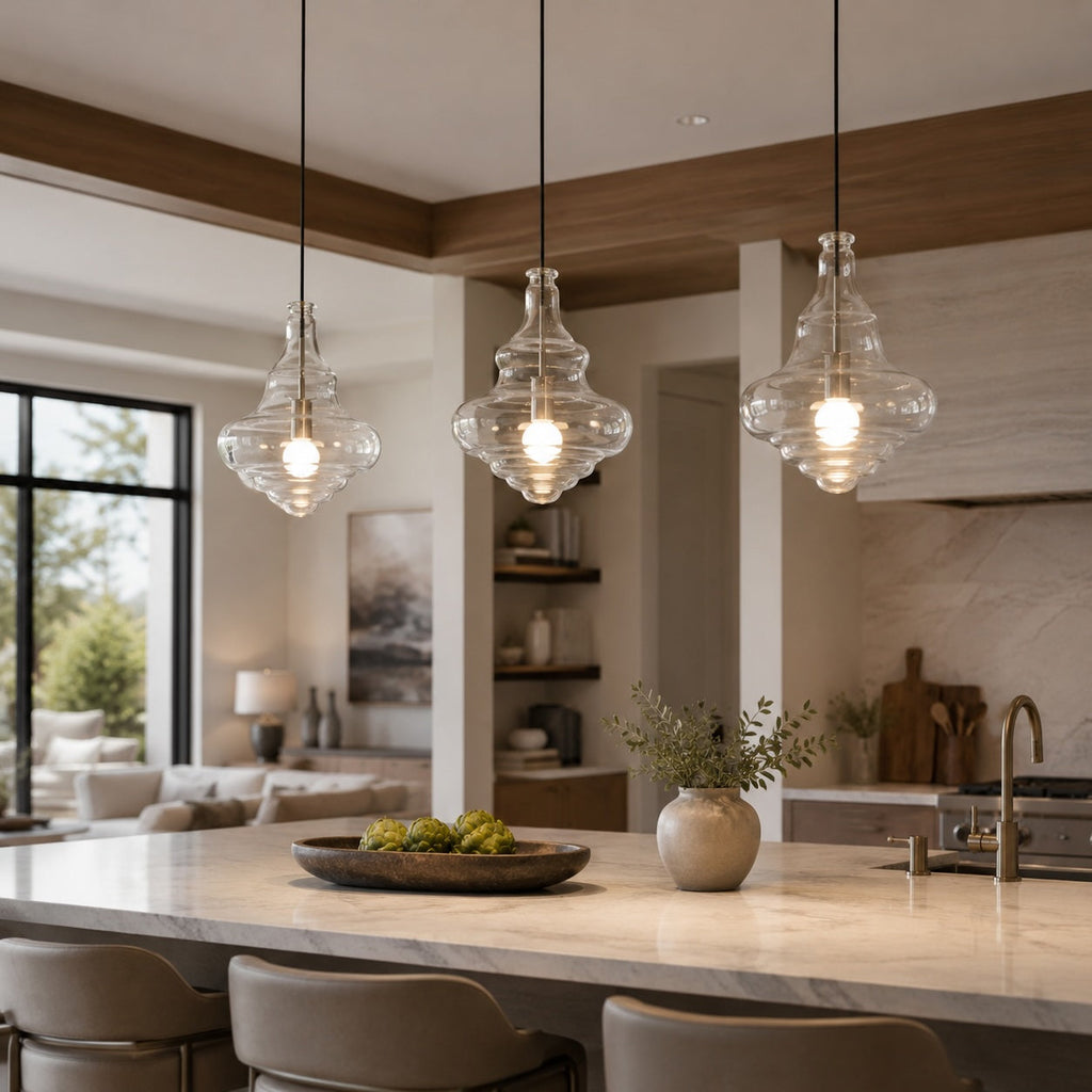 Modern Glass LED Pendant Light — Adjustable Hanging Ceiling Fixture
