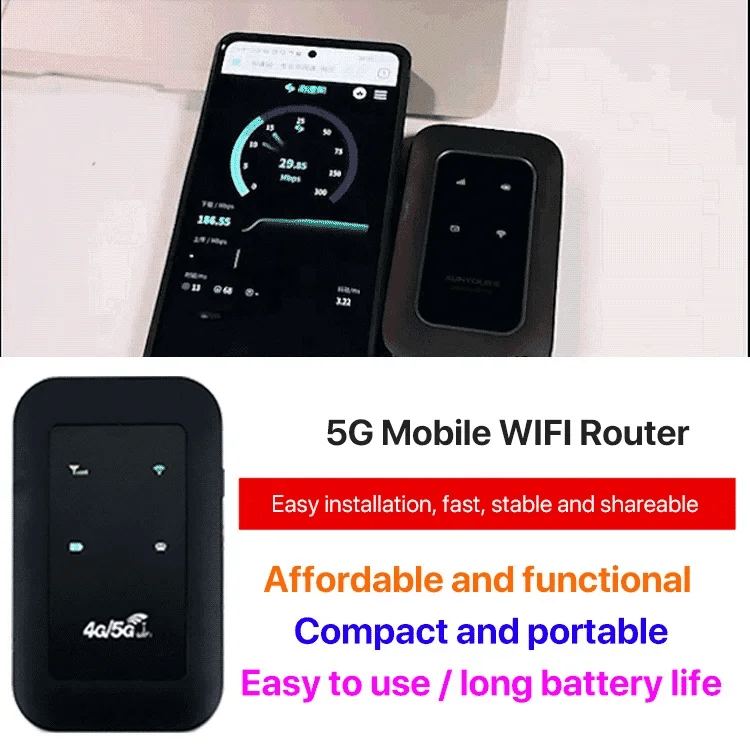 Kompakt 5G WiFi-ruter – rask mobil hotspot-enhet