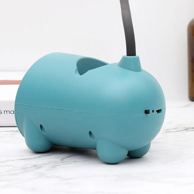 مصباح مكتب LED يعمل باللمس - حامل أقلام، وظيفة شحن USB، بتصميم أرنب
