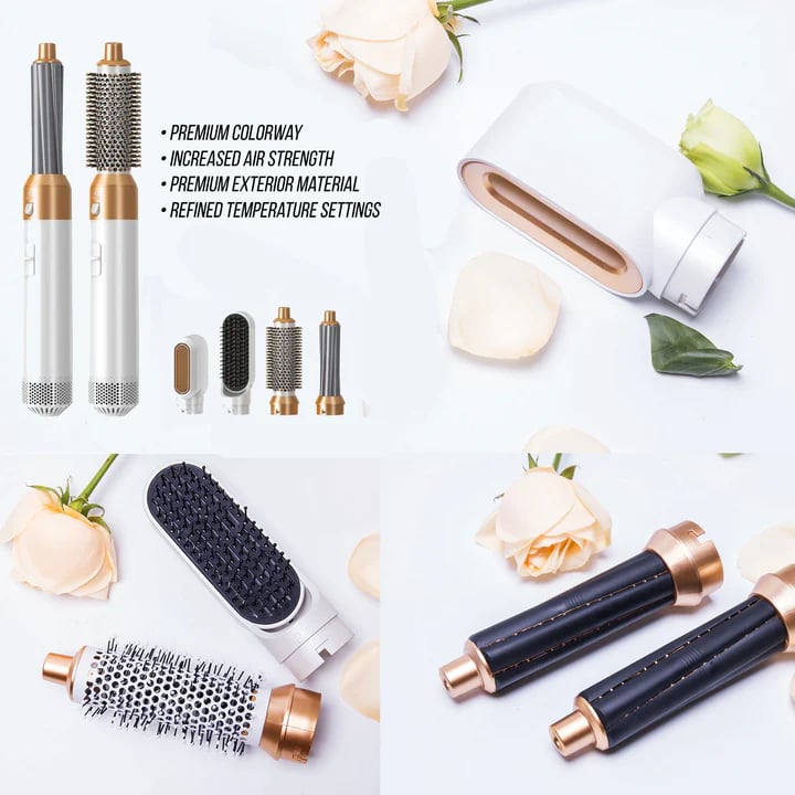 Spazzola asciugacapelli multifunzione FusionStyle — 5 accessori, piega in pochi minuti