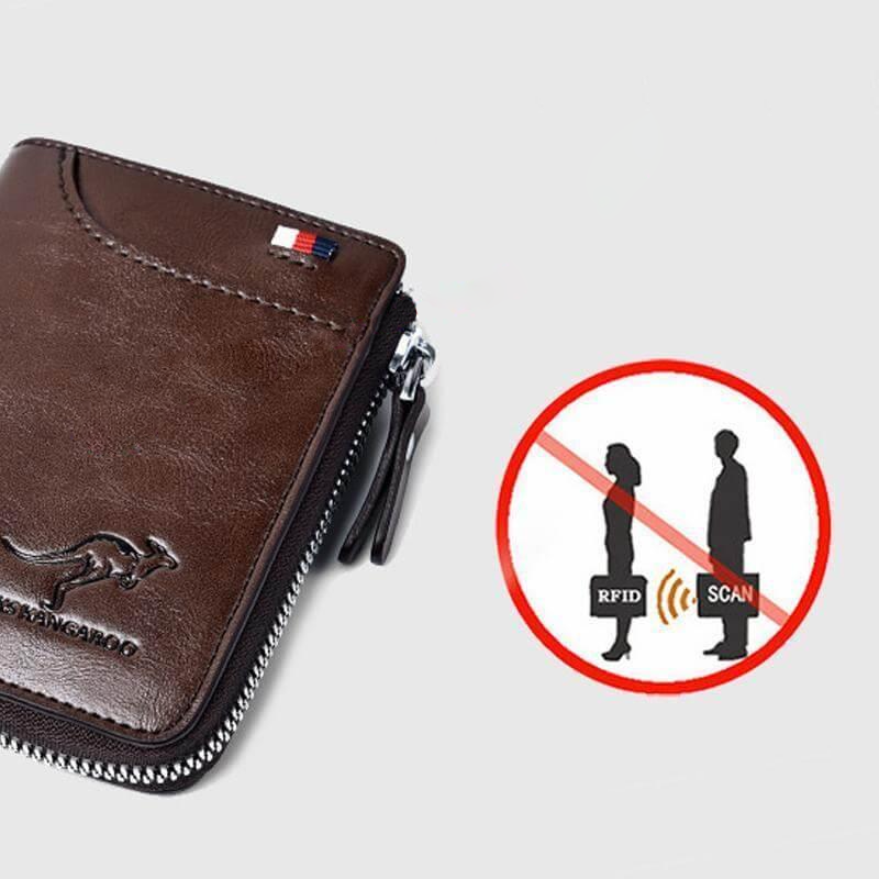 Men's Genuine Leather Wallet — Integrated RFID Blocking Protection