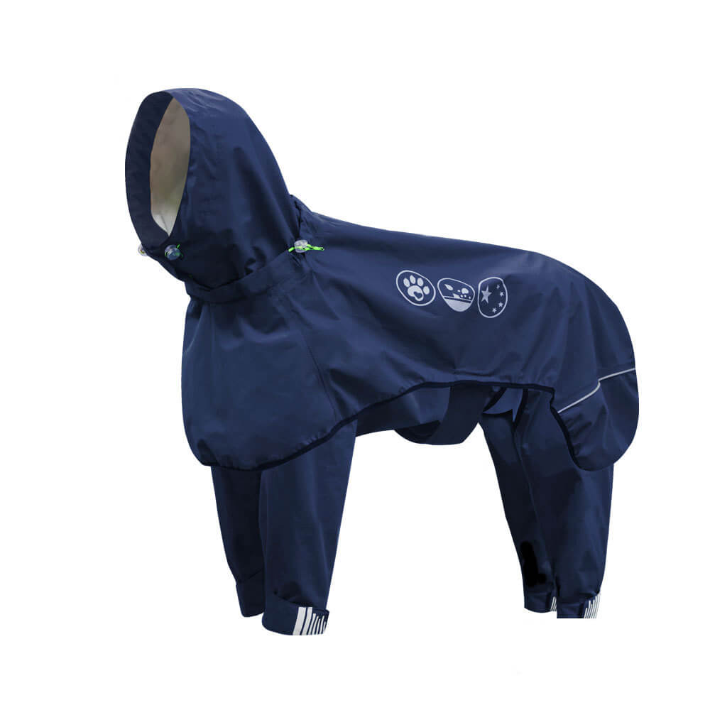 Impermeabile per cani con 4 gambe — cappuccio riflettente