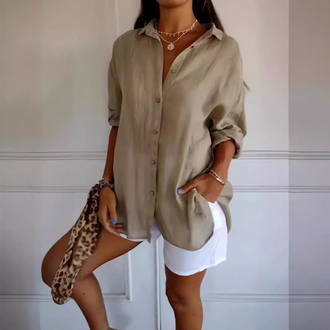 Chemise longue plissée à col cranté