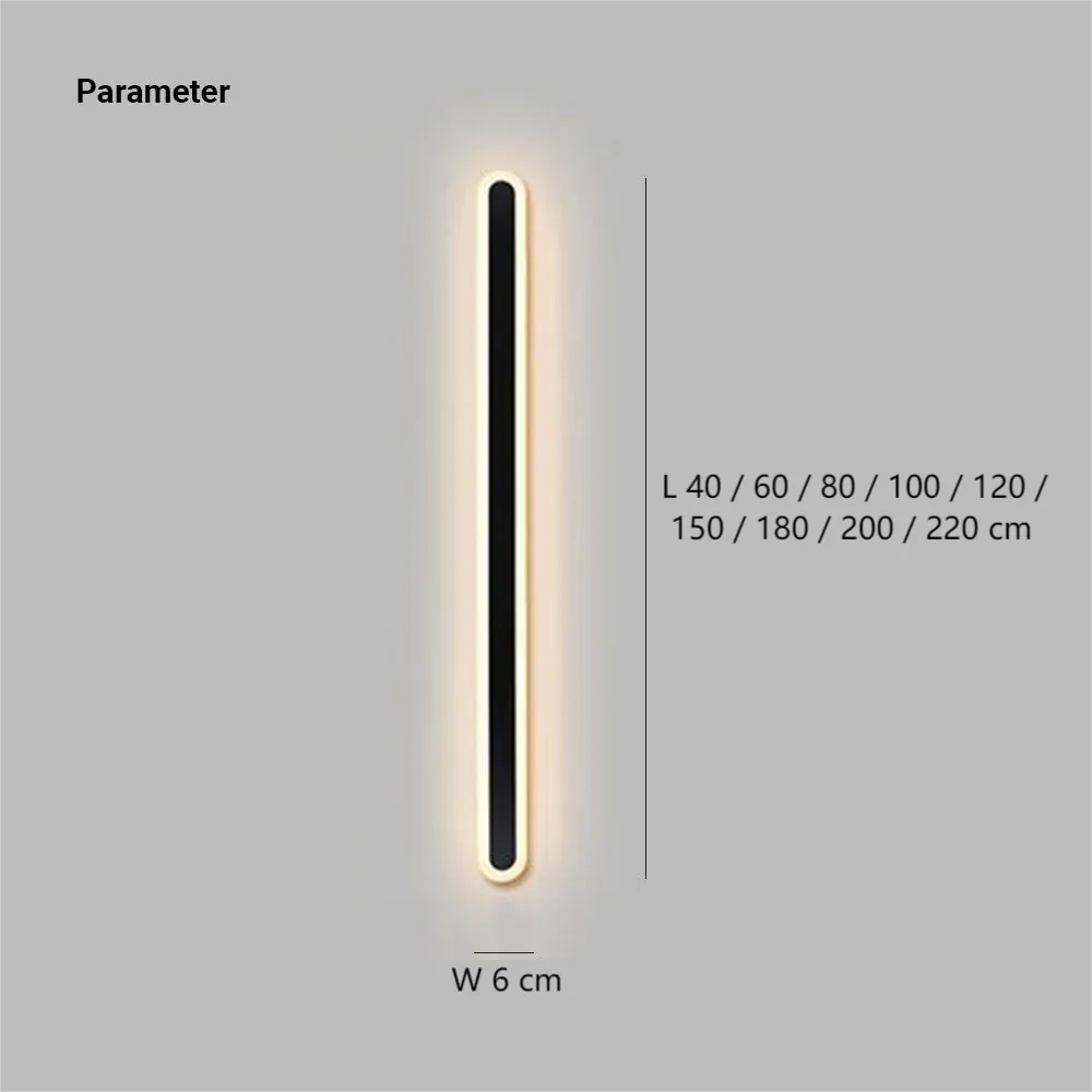 Minimalistische lange wandlamp voor buiten met bewegingssensor, voor de hal | boxzora
