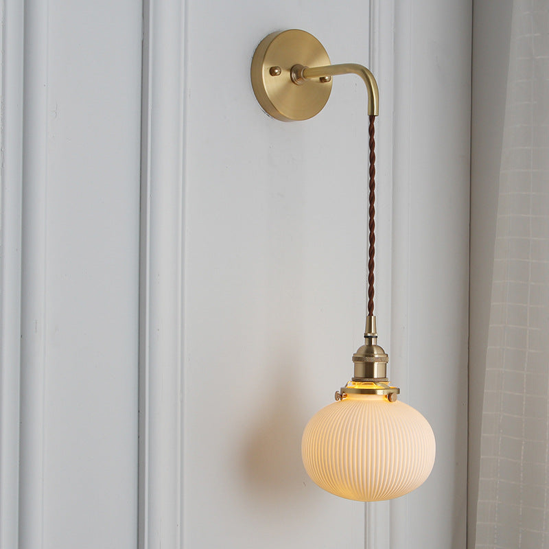 1-Light Brass and Lucite Sconce — Japanese Retro Minimalist Cylinder and Oval Design