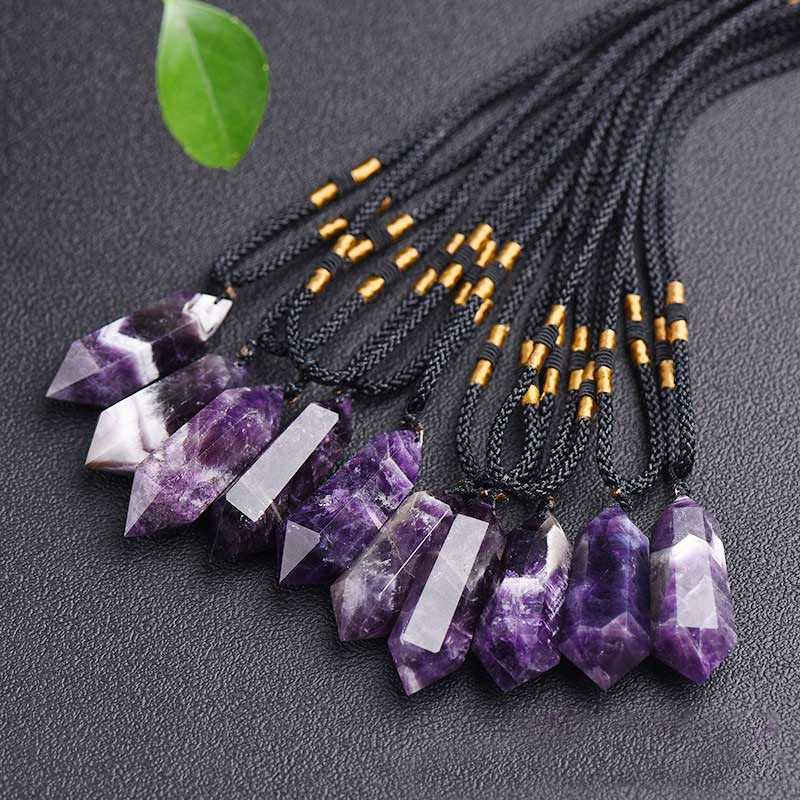 Lyra-hangerketting van natuurlijk amethistkristal - helende edelsteenjuwelen