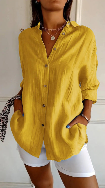 Chemise longue plissée à col cranté