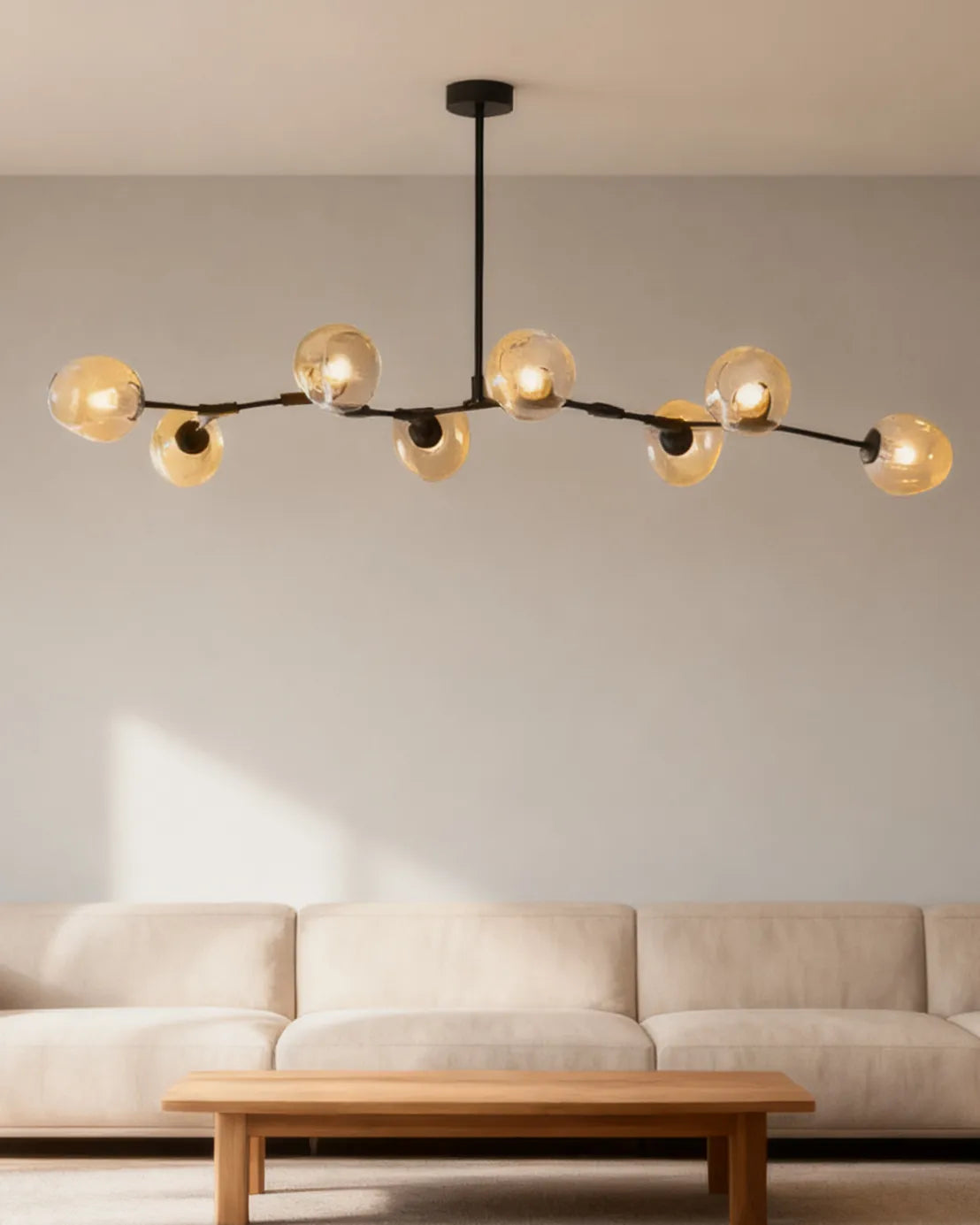 Candelabru Mid-Century din sticlă, cu bule și ramificații, pentru living, cu brațe reglabile | boxzora