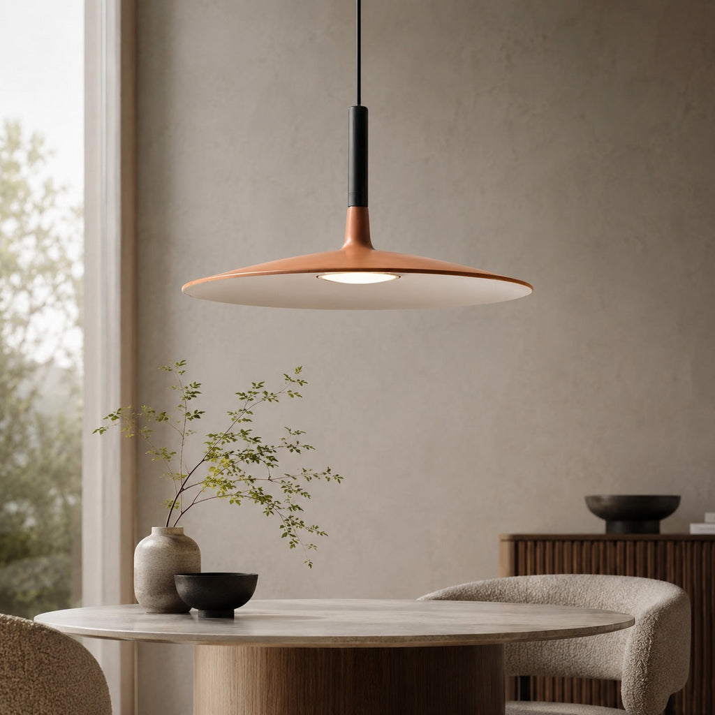 Modern pendellampa i betong — fast ansluten, dimbar LED-hängarmatur