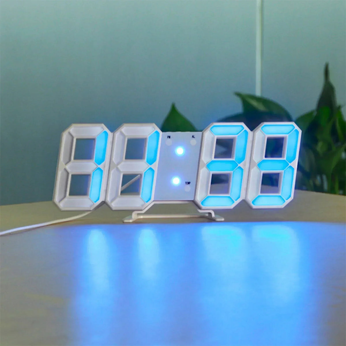 ساعة حائط رقمية LED ثلاثية الأبعاد – تحكم قابل للتعديل في التعتيم وشاشة عالية الوضوح