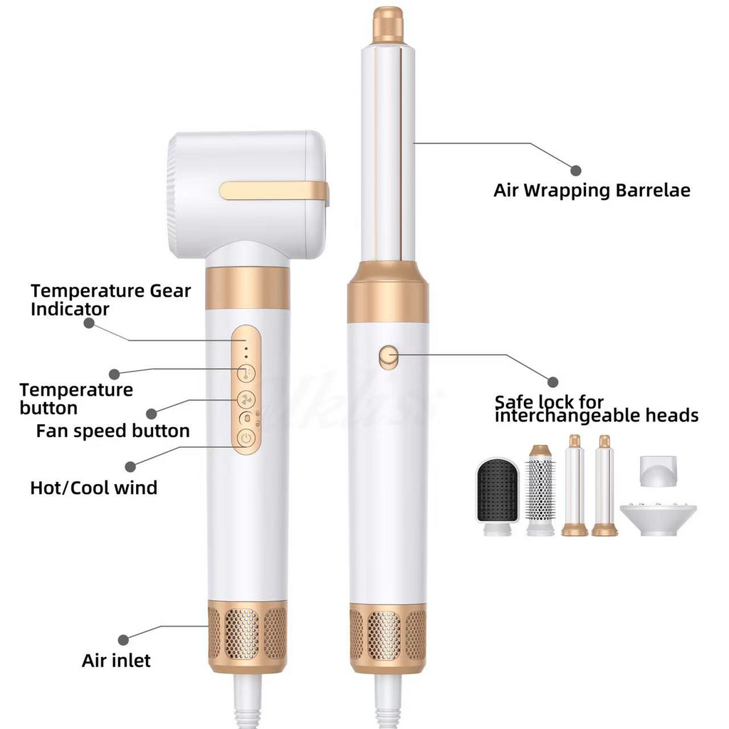 مصفف شعر Airwrap 7-in-1 — هواء ساخن وبارد لتجعيد الشعر وفرده ومنحه حجمًا