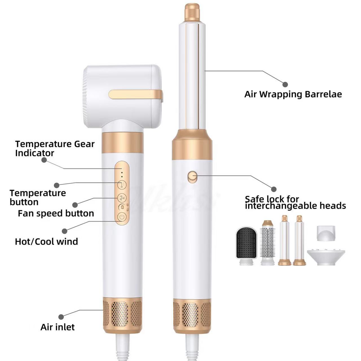 مصفف شعر Airwrap 7-in-1 — هواء ساخن وبارد لتجعيد الشعر وفرده ومنحه حجمًا