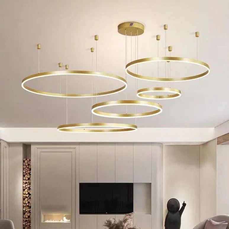 Modern Multi Ring Pendant Light Dimmable in Metal for Living Rooms | boxzora