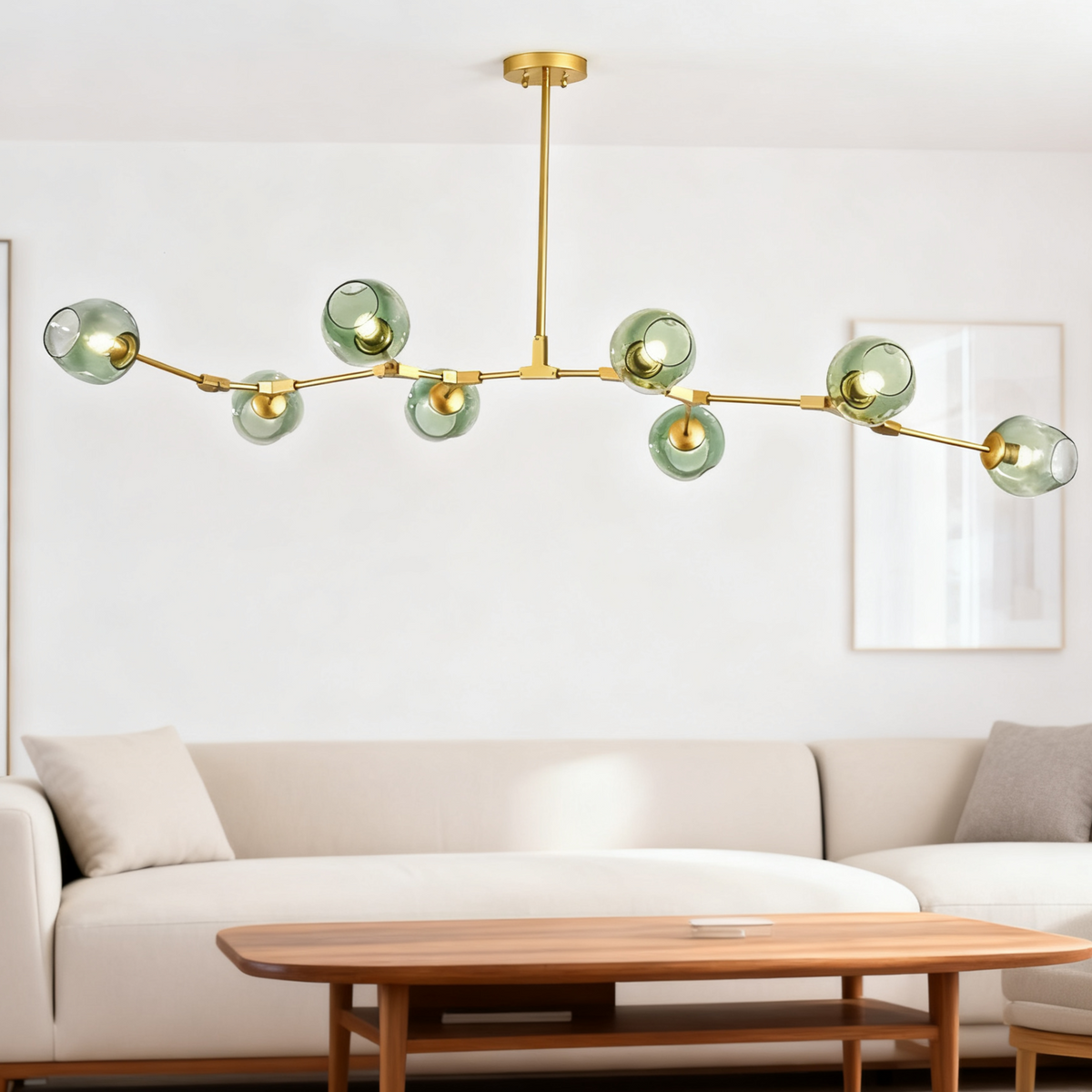 Candelabru Mid-Century din sticlă, cu ramificații și bule, pentru living, cu brațe reglabile | boxzora