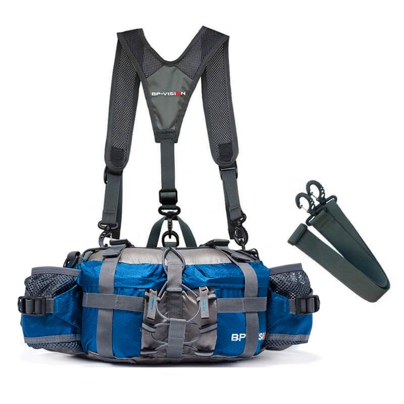 Adjustable Nylon Hiking Waist Pack — 26–50in Strap, Breathable Mesh Pad, 11x5x6in