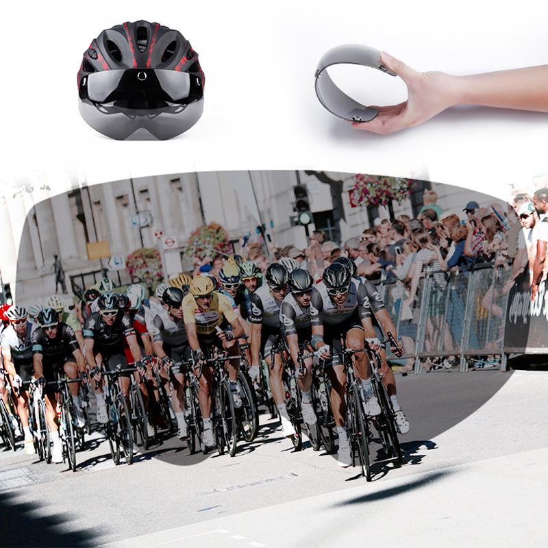 Kask rowerowy – okulary, wizjer, tylne światło LED