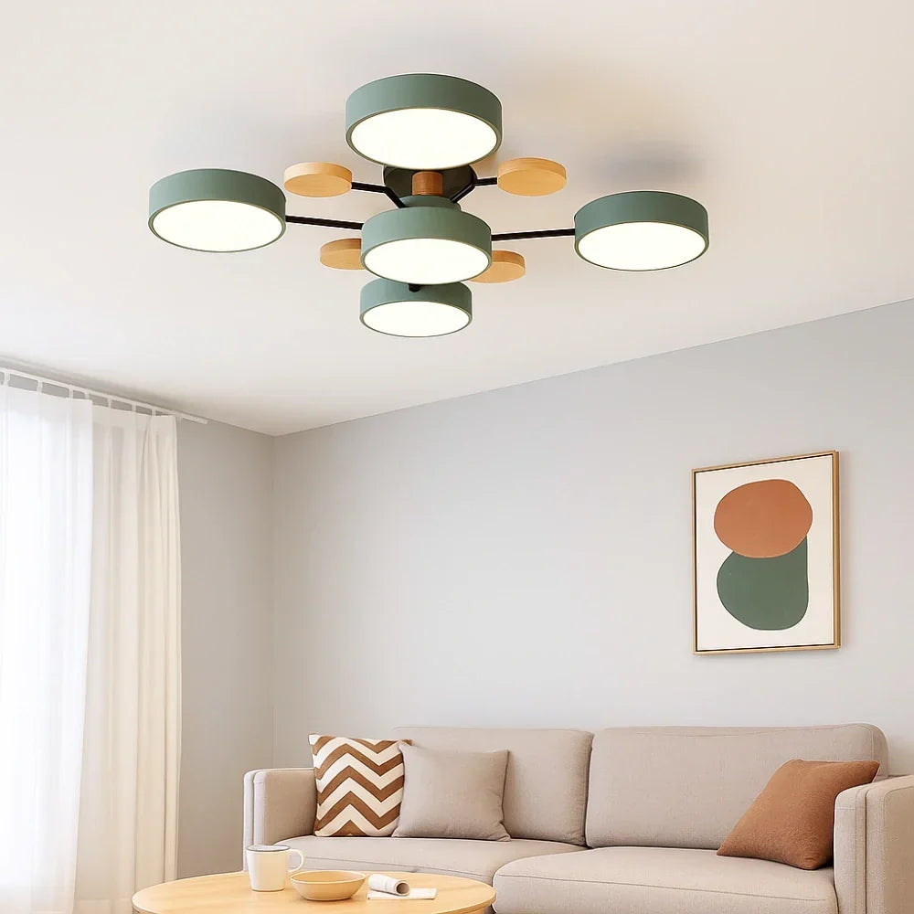 Lámpara de techo LED redonda de estilo nórdico, de metal y regulable, para sala de estar | boxzora