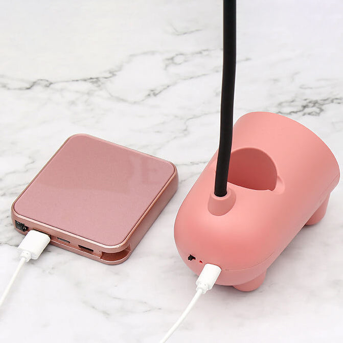 مصباح مكتب LED يعمل باللمس - حامل أقلام، وظيفة شحن USB، بتصميم أرنب