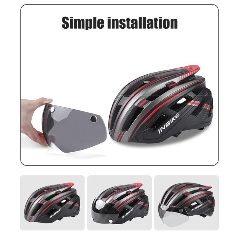 Kask rowerowy – okulary, wizjer, tylne światło LED