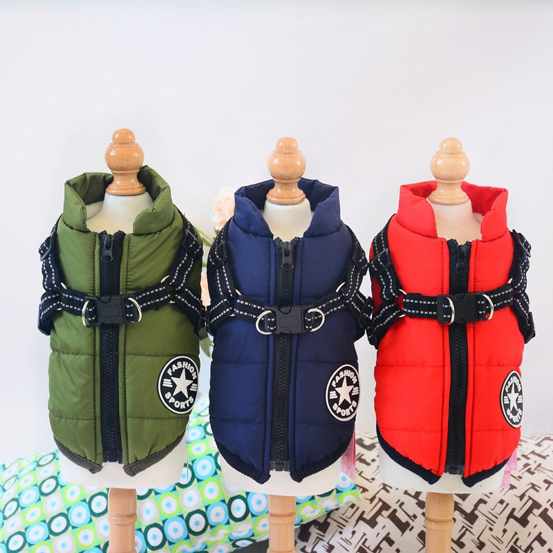 Waterproof Winter Dog Jacket — Integrated Harness Design