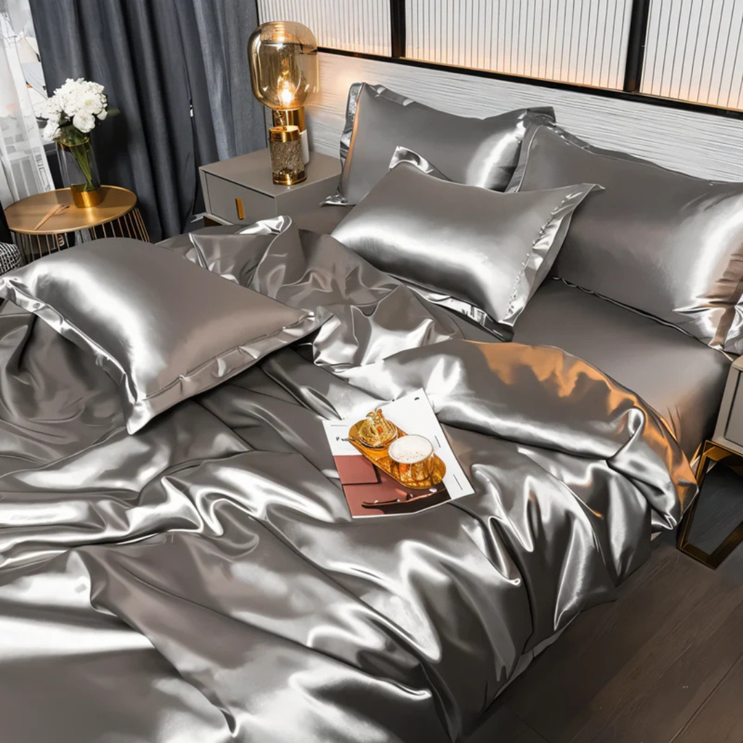 Ropa de cama de seda con acabado liso y brillante