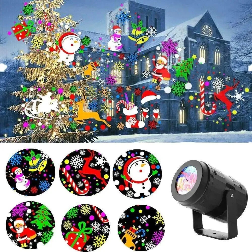 LED-julprojektorlampa med snöflingor – vattentät, 16 mönster