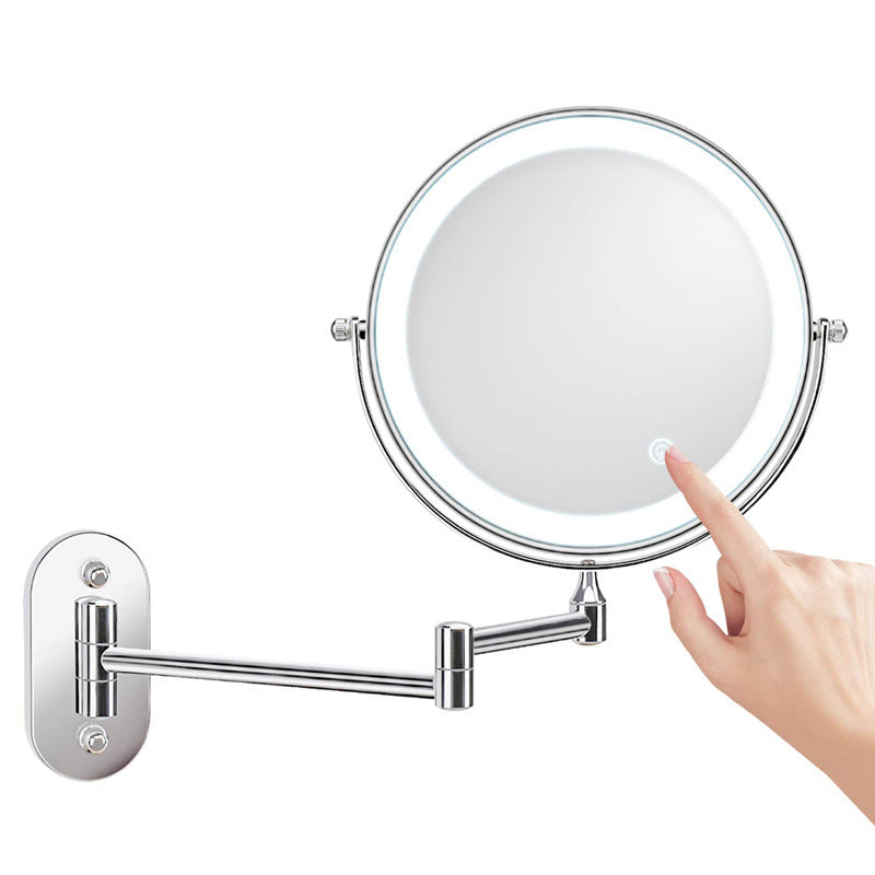 Rechargeable Wall Mounted Shaving Mirror — 360° Rotation Stand, 1X/10X Dual Magnification, Adjustable LED Lighting