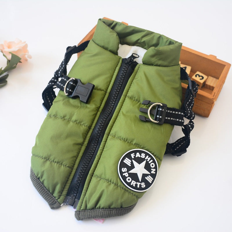 Waterproof Winter Dog Jacket — Integrated Harness Design