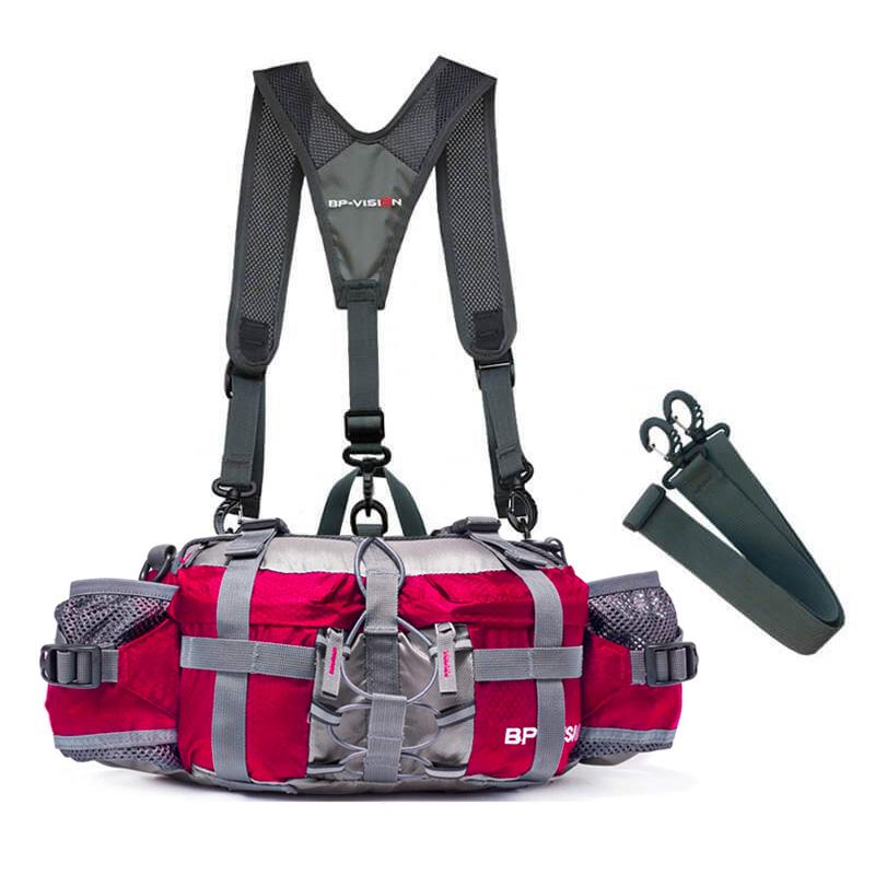 Adjustable Nylon Hiking Waist Pack — 26–50in Strap, Breathable Mesh Pad, 11x5x6in