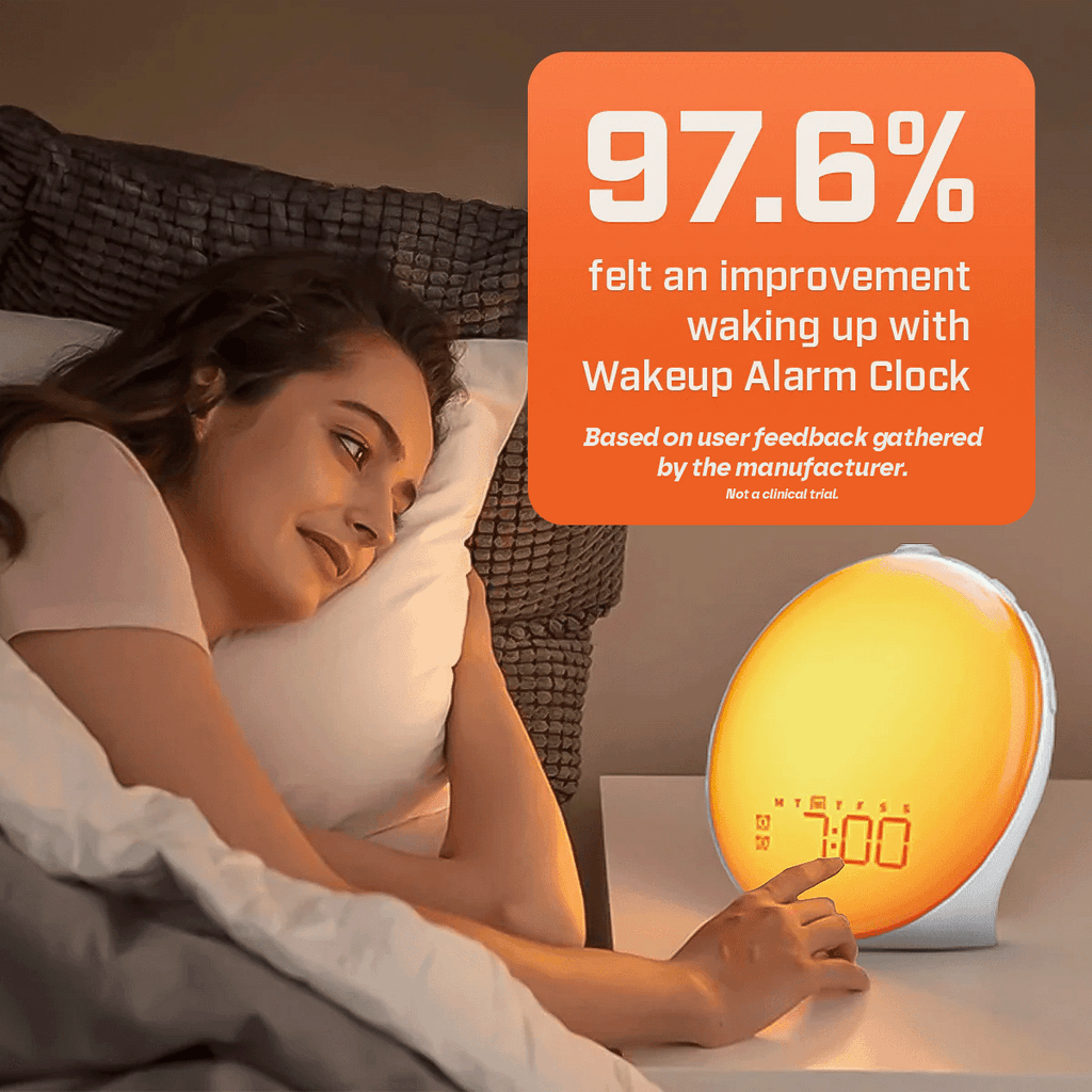 Wake-Up Sun Lamp Alarm Clock — Gradual Sunrise Glow, Customizable Sounds