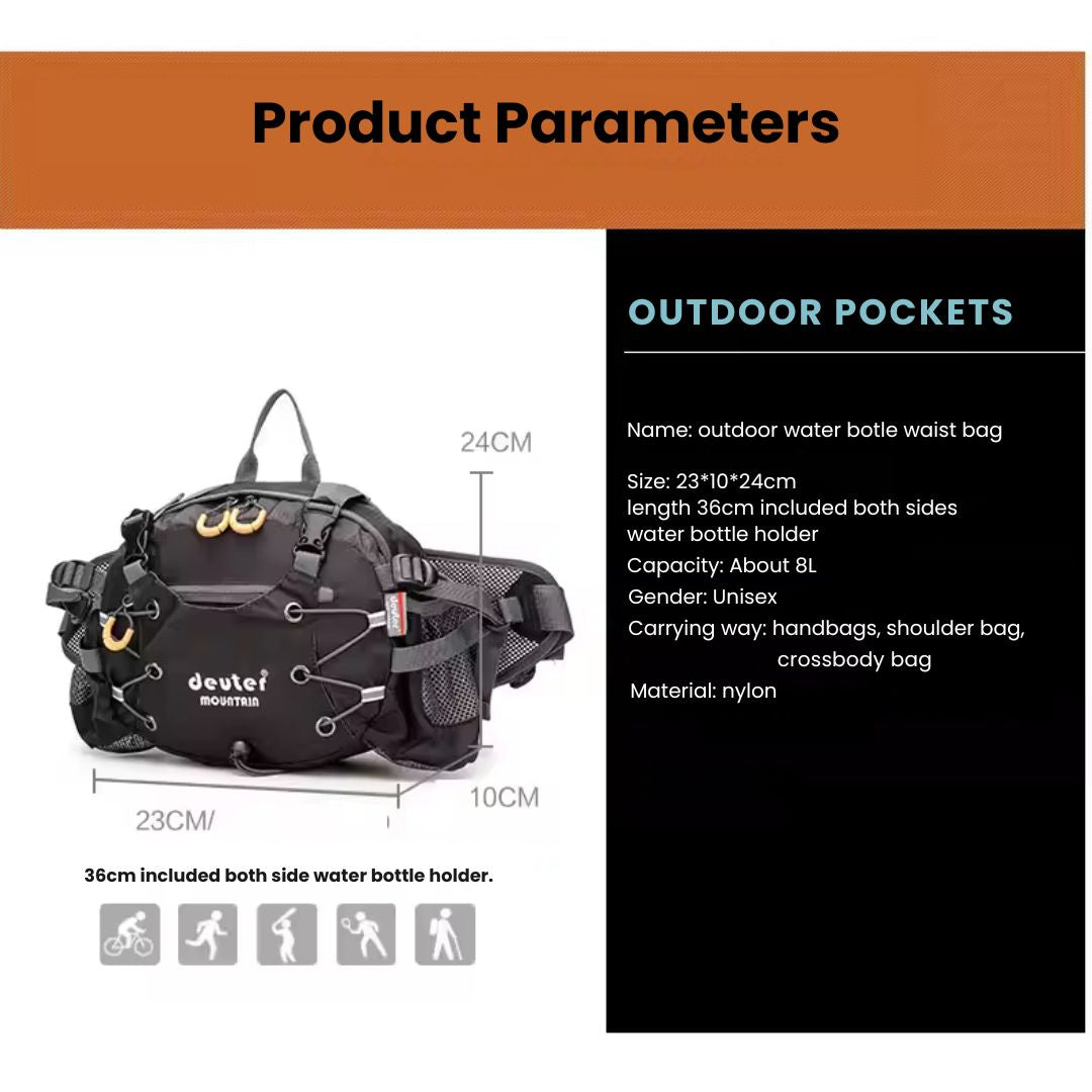 5L Waterproof Waist Bag – Zippered Pocket Fanny Pack