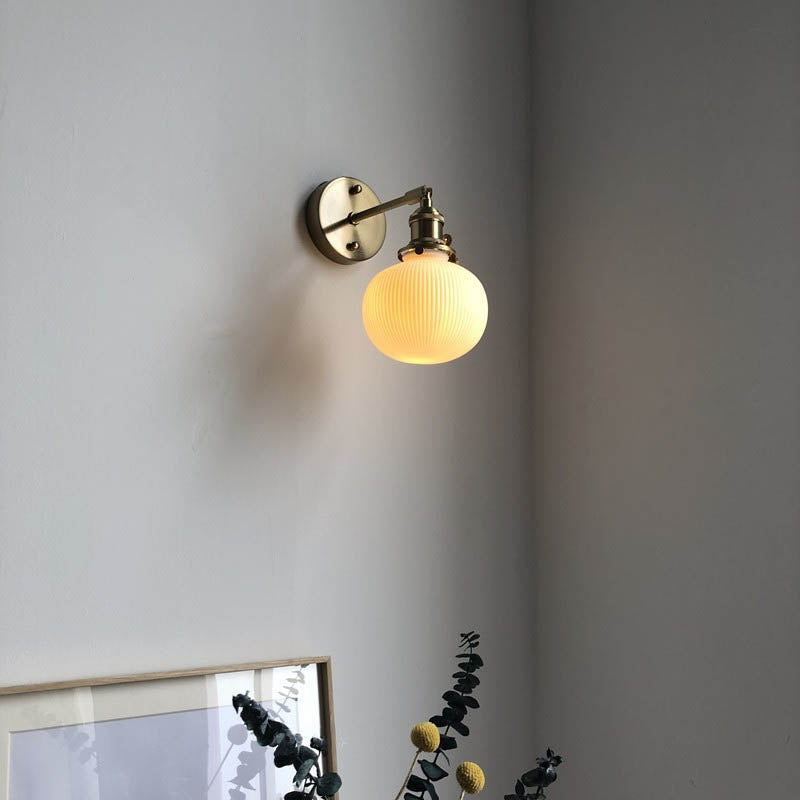 1-Light Brass and Lucite Sconce — Japanese Retro Minimalist Cylinder and Oval Design
