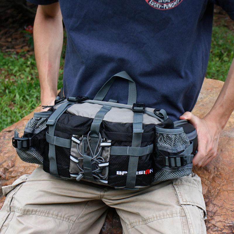 Adjustable Nylon Hiking Waist Pack — 26–50in Strap, Breathable Mesh Pad, 11x5x6in