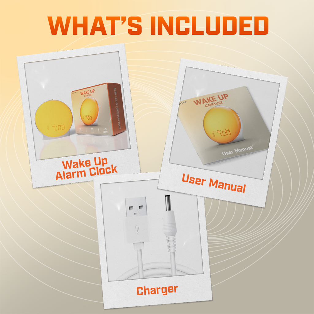 Wake-Up Sun Lamp Alarm Clock — Gradual Sunrise Glow, Customizable Sounds