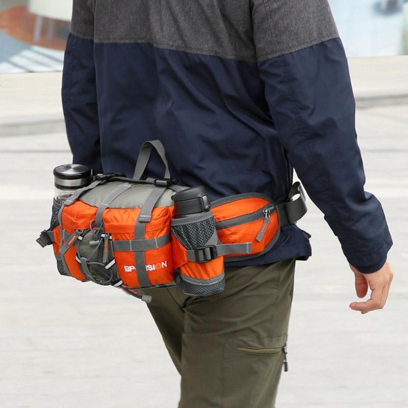Adjustable Nylon Hiking Waist Pack — 26–50in Strap, Breathable Mesh Pad, 11x5x6in