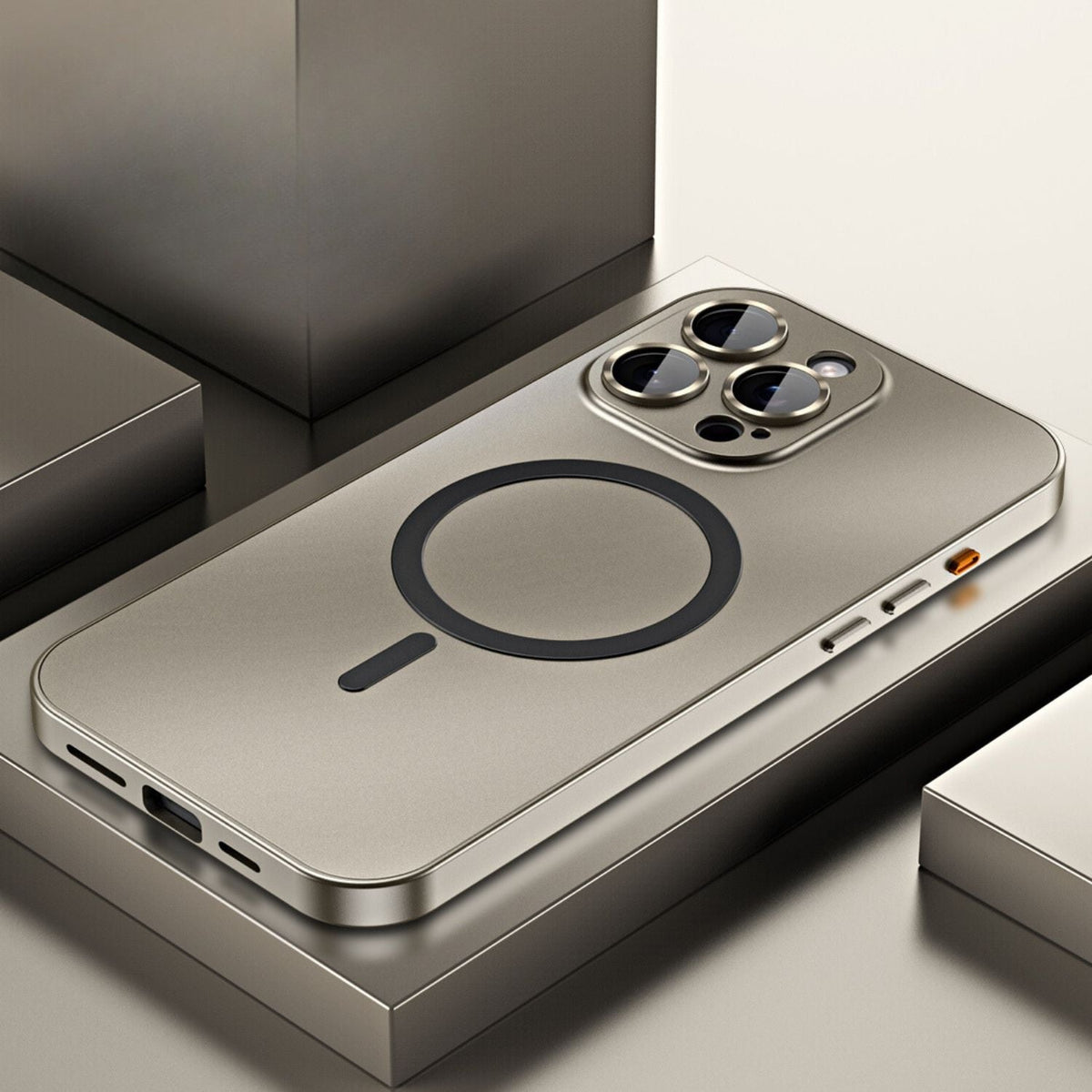 Capa magnética metálica para iPhone – Estrutura robusta compatível com MagSafe, proteção resistente, design elegante