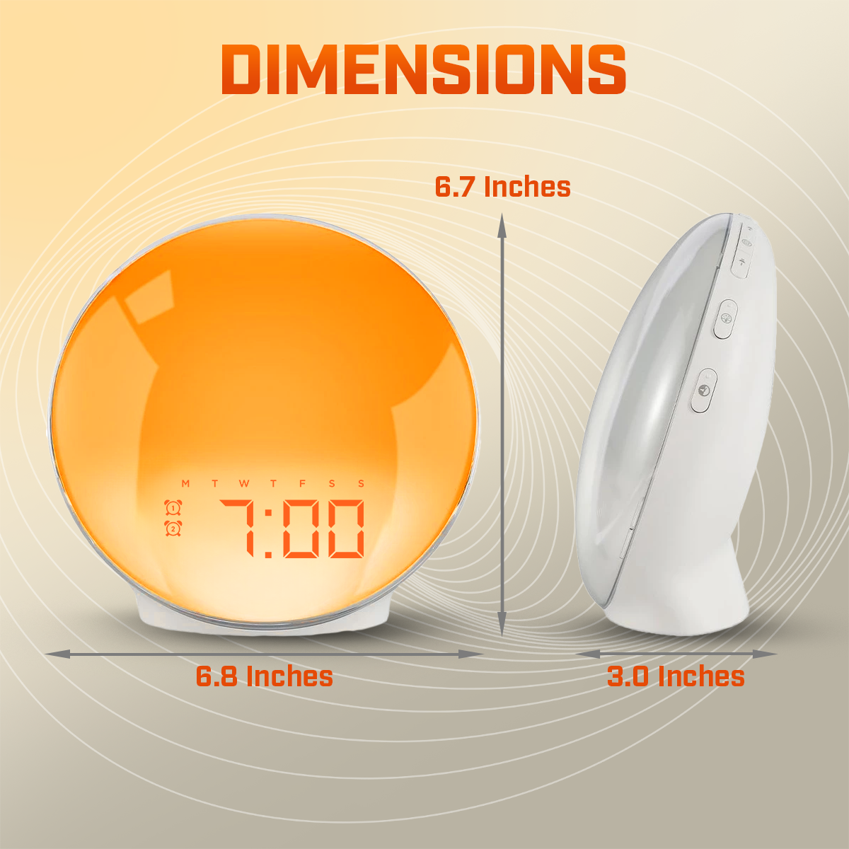 Wake-Up Sun Lamp Alarm Clock — Gradual Sunrise Glow, Customizable Sounds