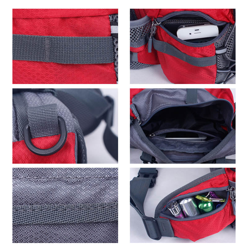 Adjustable Nylon Hiking Waist Pack — 26–50in Strap, Breathable Mesh Pad, 11x5x6in